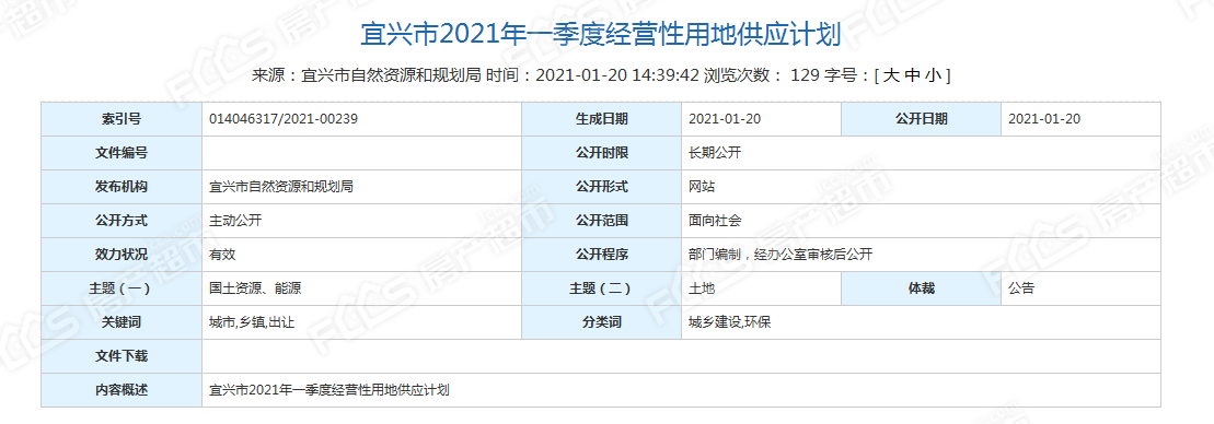 宜兴市2021年一季度经营性用地供应计划曝光！梅林a03地块计划出让！